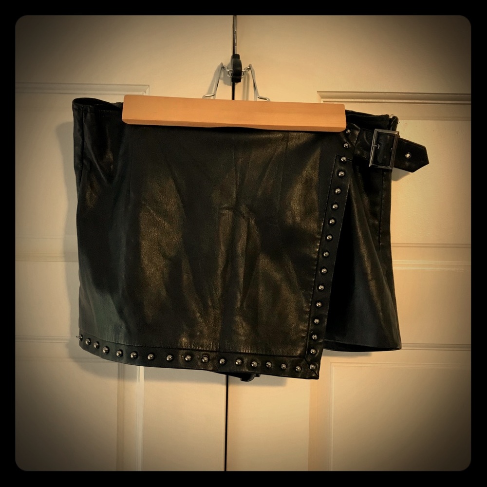 Studded Vegan Leather Skorts